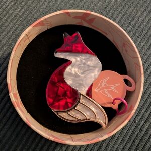 Erstwilder La Formidable Fauve Red and White Fox Brooch